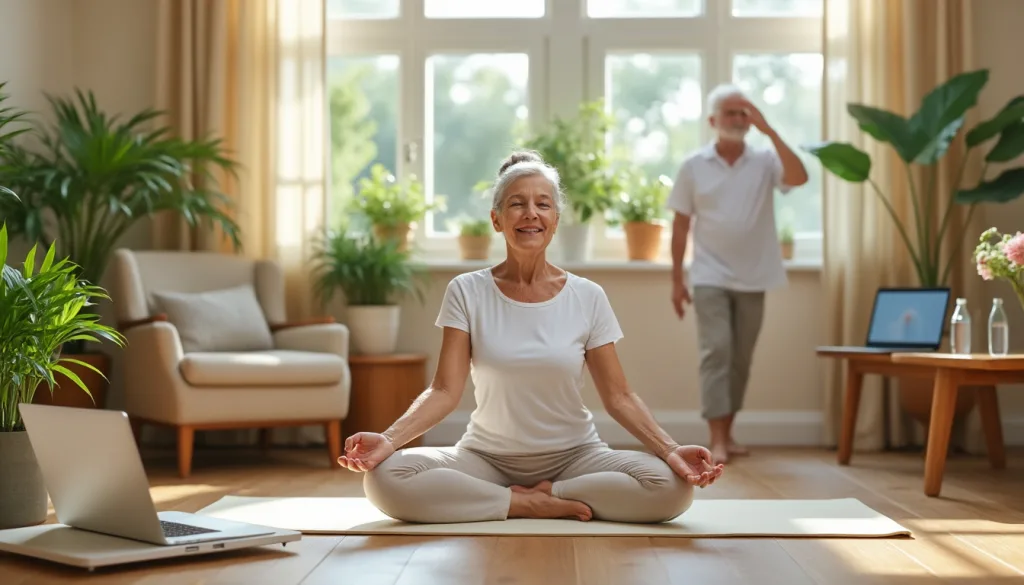 découvrez notre programme de gym douce en ligne spécialement conçu pour les seniors. bougez en toute sécurité depuis le confort de votre domicile, améliorez votre mobilité, et entretenez votre bien-être grâce à des exercices adaptés. rejoignez-nous pour booster votre forme physique tout en restant chez vous !